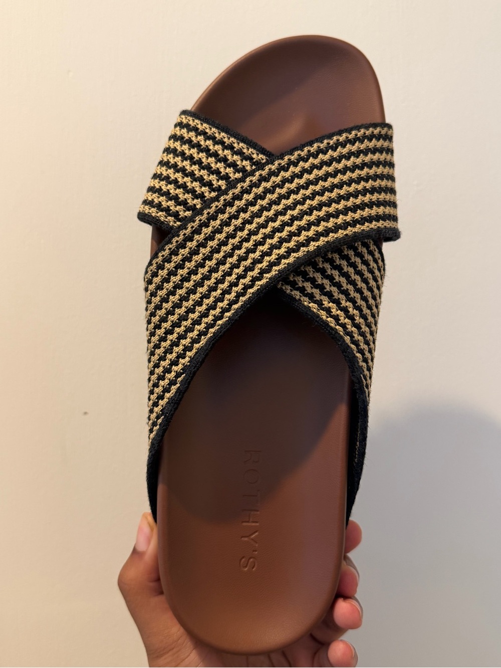 Rothy's Women’s The Weekend Slide in Toffee Stripe - Picture 8 of 9